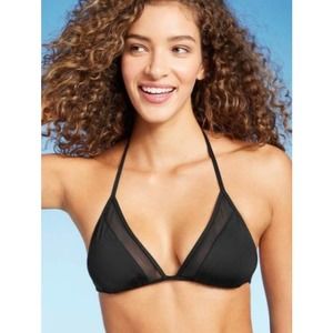 Women's Mesh Triangle Bikini Top - Shade & Shore™ Black sz M